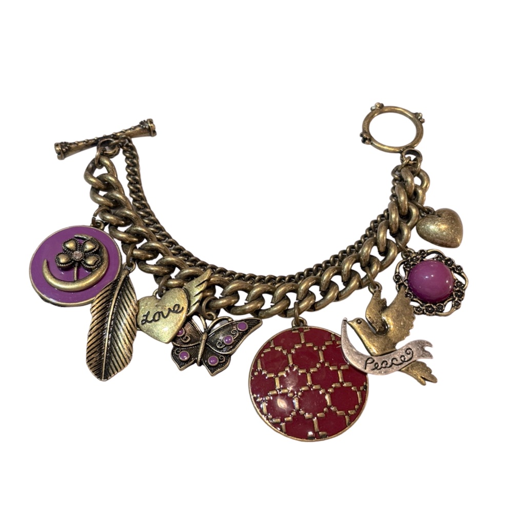 Chunky Charming‎ Gold and Purple Bracelet
